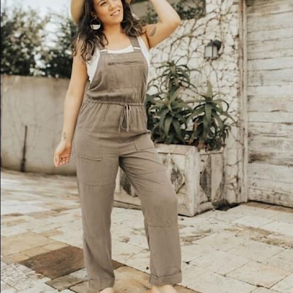 Carly Jean Los Angeles Olive Green Utility Jumpsuit